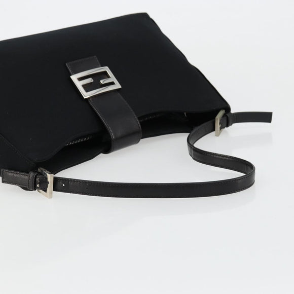 FENDI Schoudertas Zwart Zilver Auth 177685