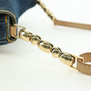 Christian Dior Maris Pearl Shoulder Bag Denim Navy Gold Auth 177688V-9