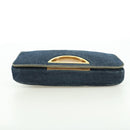 Christian Dior Maris Pearl Shoulder Bag Denim Navy Gold Auth 177688V-5