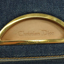 Christian Dior Maris Pearl Shoulder Bag Denim Navy Gold Auth 177688V-19