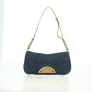 Christian Dior Maris Pearl Shoulder Bag Denim Navy Gold Auth 177688V-12