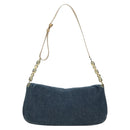 Christian Dior Maris Pearl Shoulder Bag Denim Navy Gold Auth 177688V-2