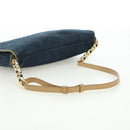 Christian Dior Maris Pearl Shoulder Bag Denim Navy Gold Auth 177688V-7