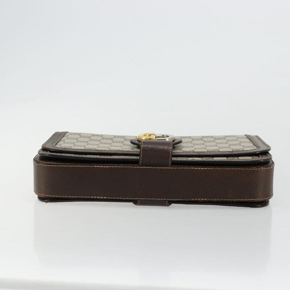 GUCCI GG Supreme Shoulder Bag PVC Beige Gold Auth 177691