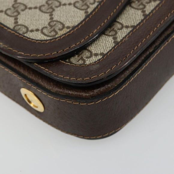 GUCCI GG Supreme Shoulder Bag PVC Beige Gold Auth 177691