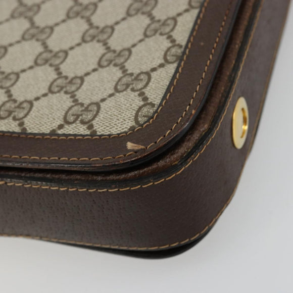 GUCCI GG Supreme Shoulder Bag PVC Beige Gold Auth 177691
