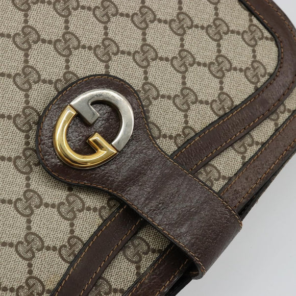 GUCCI GG Supreme Shoulder Bag PVC Beige Gold Auth 177691