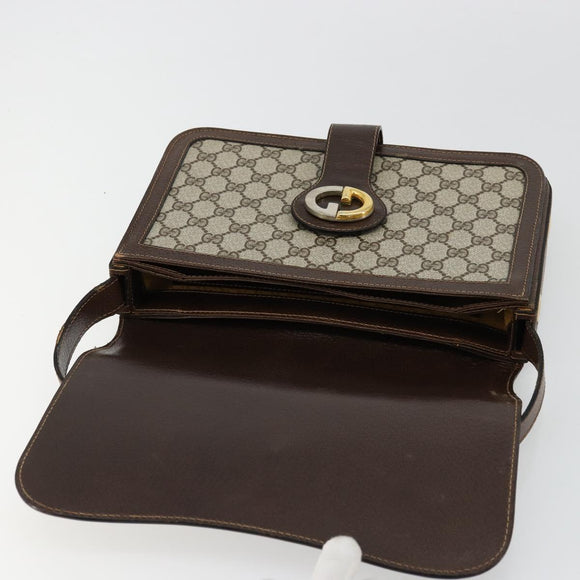 GUCCI GG Supreme Shoulder Bag PVC Beige Gold Auth 177691