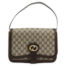 GUCCI GG Supreme Shoulder Bag PVC Beige Gold Auth 177691-2