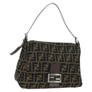 FENDI Zucca Canvas Mamma Baguette Shoulder Bag Brown Black Auth 177694SAV-1