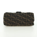 FENDI Zucca Canvas Mamma Baguette Shoulder Bag Brown Black Auth 177694SAV-5