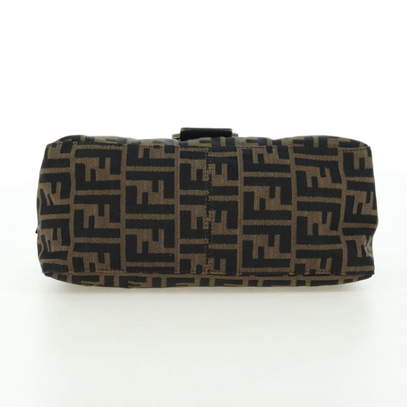 FENDI Zucca Canvas Mamma Baguette Shoulder Bag Brown Black Auth 177694SAV
