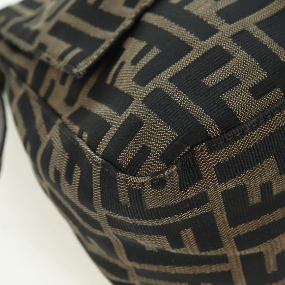 FENDI Zucca Canvas Mamma Baguette Shoulder Bag Brown Black Auth 177694SAV