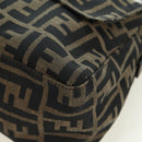 FENDI Zucca Canvas Mamma Baguette Shoulder Bag Brown Black Auth 177694SAV-15