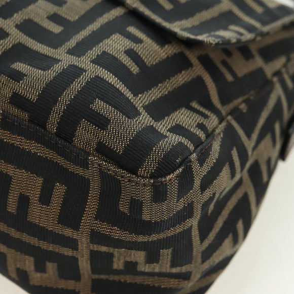 FENDI Zucca Canvas Mamma Baguette Shoulder Bag Brown Black Auth 177694SAV