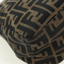 FENDI Zucca Canvas Mamma Baguette Shoulder Bag Brown Black Auth 177694SAV-16