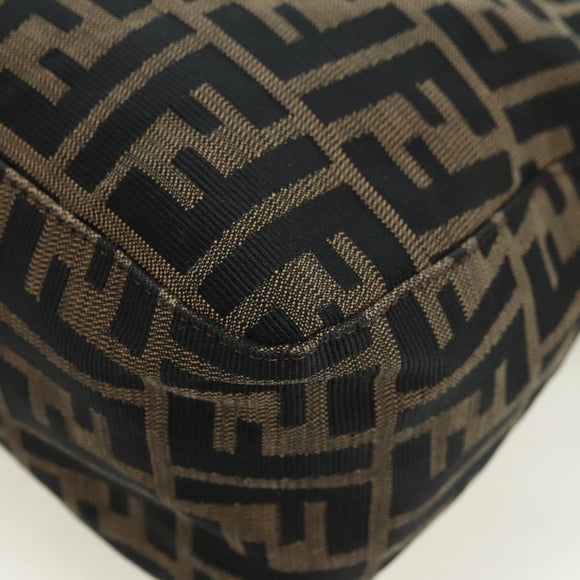 FENDI Zucca Canvas Mamma Baguette Shoulder Bag Brown Black Auth 177694SAV