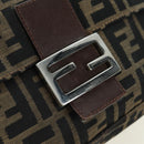 FENDI Zucca Canvas Mamma Baguette Shoulder Bag Brown Black Auth 177694SAV-18