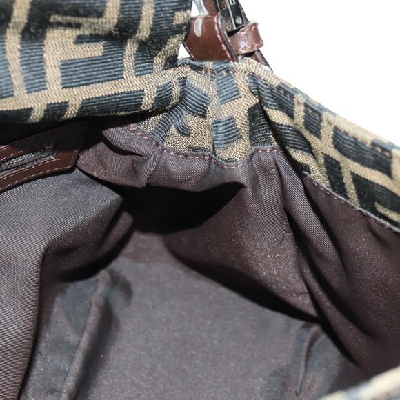 FENDI Zucca Canvas Mamma Baguette Shoulder Bag Brown Black Auth 177694SAV