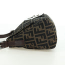FENDI Zucca Canvas Mamma Baguette Shoulder Bag Brown Black Auth 177694SAV-3