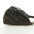FENDI Zucca Canvas Mamma Baguette Shoulder Bag Brown Black Auth 177694SAV-4