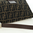 FENDI Zucca Canvas Mamma Baguette Shoulder Bag Brown Black Auth 177694SAV-6