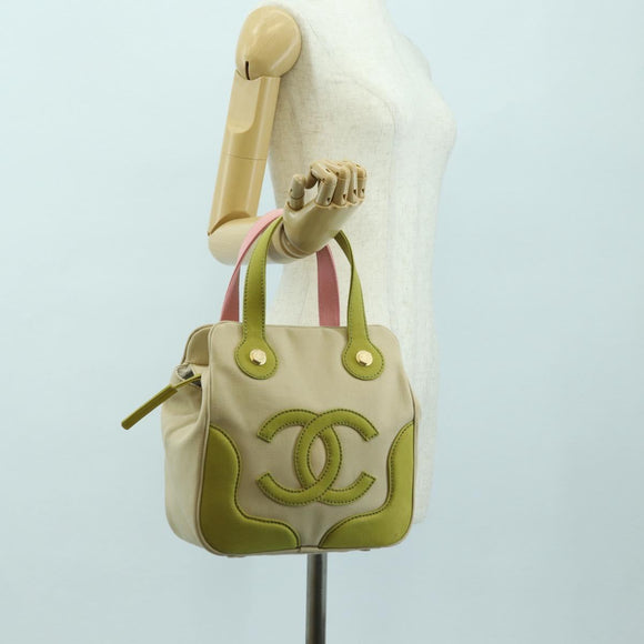 CHANEL Marshmallow Bag Tote Bag Canvas Beige Gold CC Auth 177697V