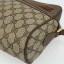 GUCCI GG Supreme Web Sherry Line Shoulder Bag PVC Beige Gold Auth 177704-10