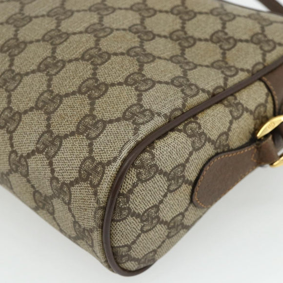 GUCCI GG Supreme Web Sherry Line Shoulder Bag PVC Beige Gold Auth 177704