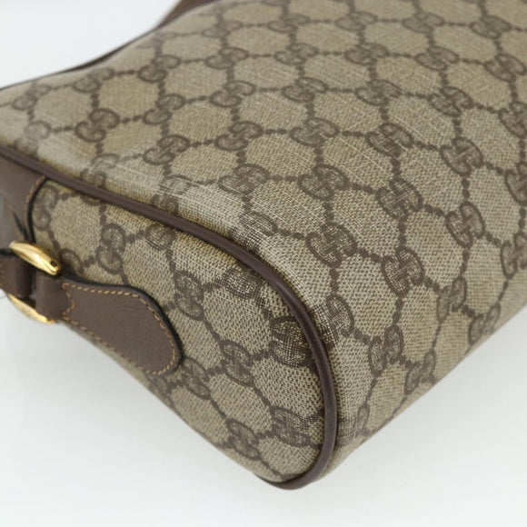 GUCCI GG Supreme Web Sherry Line Shoulder Bag PVC Beige Gold Auth 177704