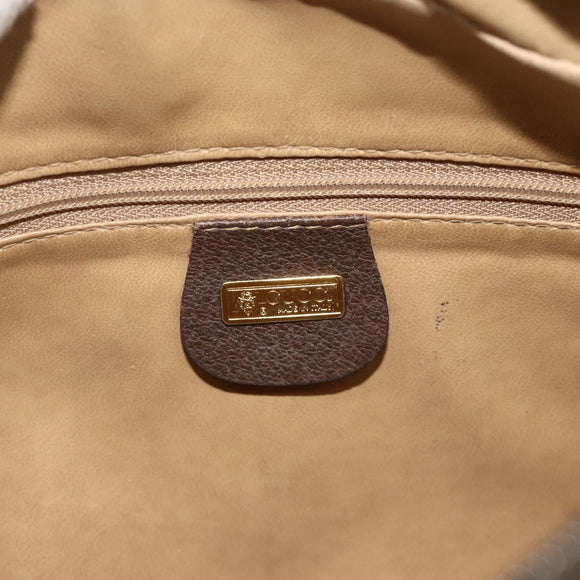 GUCCI GG Supreme Web Sherry Line Shoulder Bag PVC Beige Gold Auth 177704