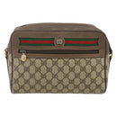 GUCCI GG Supreme Web Sherry Line Shoulder Bag PVC Beige Gold Auth 177704-2
