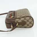 GUCCI GG Supreme Web Sherry Line Shoulder Bag PVC Beige Gold Auth 177704-4