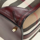 BURBERRY Nova Check Boston Bag Canvas 2way Beige Gold Auth 177707V-15