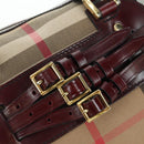 BURBERRY Nova Check Boston Bag Canvas 2way Beige Gold Auth 177707V-19