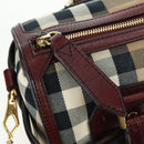 BURBERRY Nova Check Boston Bag Canvas 2way Beige Gold Auth 177707V-20