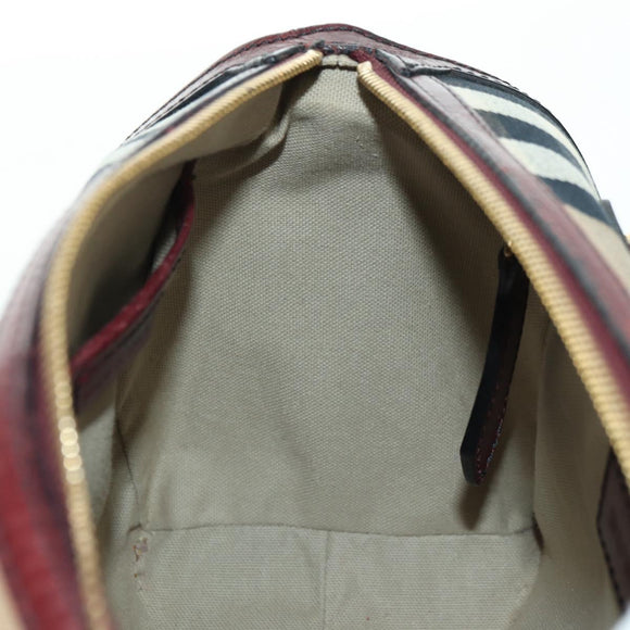 BURBERRY Nova Check Boston Bag Canvas 2way Beige Gold Auth 177707V