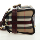 BURBERRY Nova Check Boston Bag Canvas 2way Beige Gold Auth 177707V-4