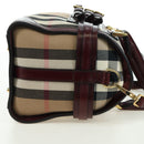 BURBERRY Nova Check Boston Bag Canvas 2way Beige Gold Auth 177707V-5