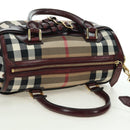 BURBERRY Nova Check Boston Bag Canvas 2way Beige Gold Auth 177707V-6