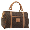 CELINE Macadam Canvas Boston Bag PVC Leather Brown Gold Auth 177712A-1