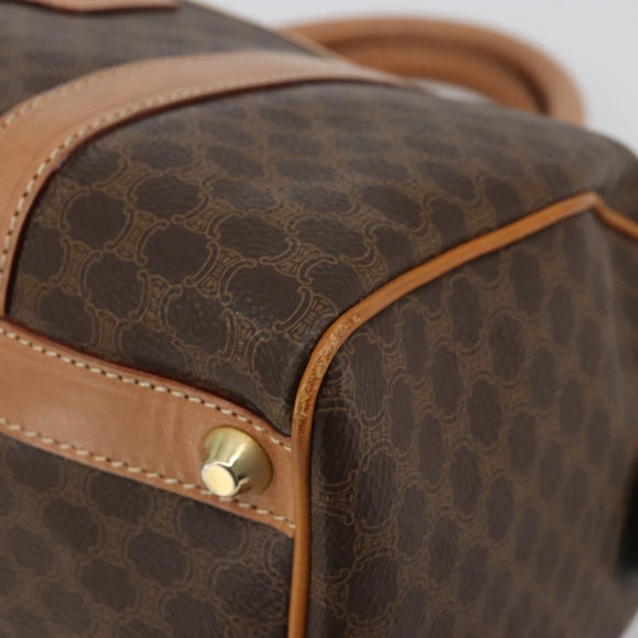 CELINE Macadam Canvas Boston Bag PVC Leather Brown Gold Auth 177712A