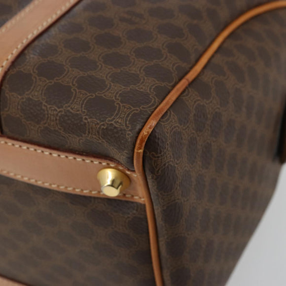 CELINE Macadam Canvas Boston Bag PVC Leather Brown Gold Auth 177712A