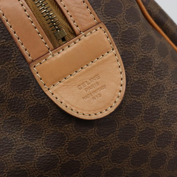 CELINE Macadam Canvas Boston Bag PVC Leather Brown Gold Auth 177712A