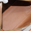 CELINE Macadam Canvas Boston Bag PVC Leather Brown Gold Auth 177712A-10