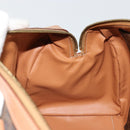CELINE Macadam Canvas Boston Bag PVC Leather Brown Gold Auth 177712A-20