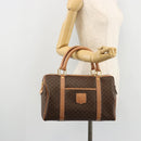 CELINE Macadam Canvas Boston Bag PVC Leather Brown Gold Auth 177712A-22