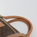 CELINE Macadam Canvas Boston Bag PVC Leather Brown Gold Auth 177712A-8