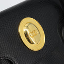 Christian Dior Hand Bag Leather Black Gold Auth 177713-14