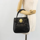 Christian Dior Hand Bag Leather Black Gold Auth 177713-23